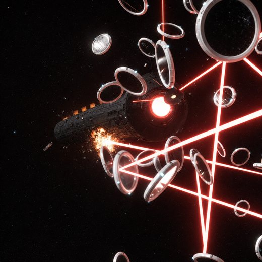 Cinematic repaint close to the drone cluster with the exploding dreadnought and laser beams visible